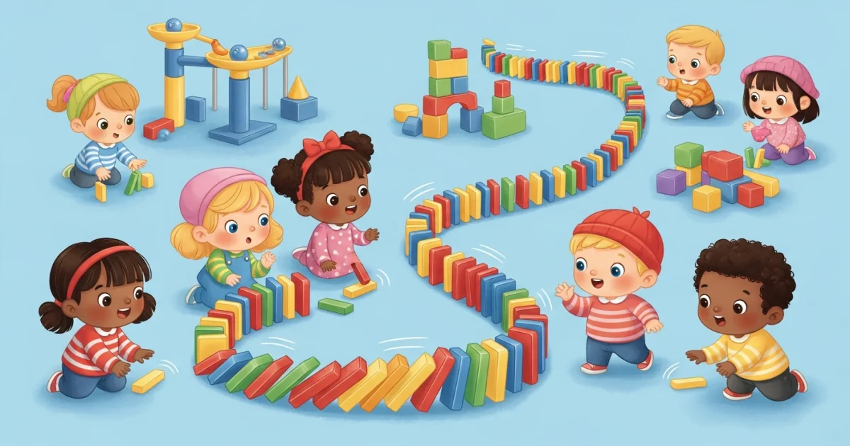 O Efeito Dominó da Curiosidade: Como Ensinar Causa e Efeito com Brincadeiras Simples