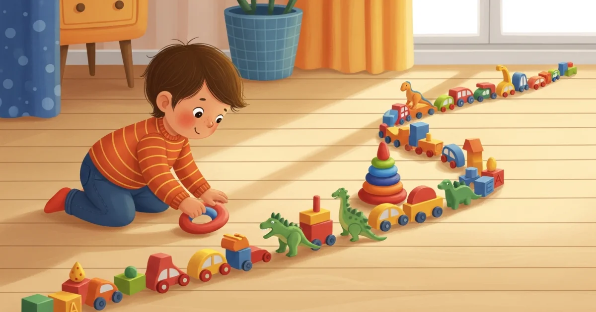 A Mania de Enfileirar Brinquedos: O Gênio Matemático do seu Filho em Ação Secreta